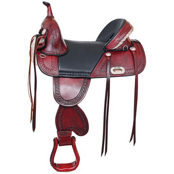 Hilason Western Horse Treeless Trail Saddle Genuine American Leather Antique Mahogany